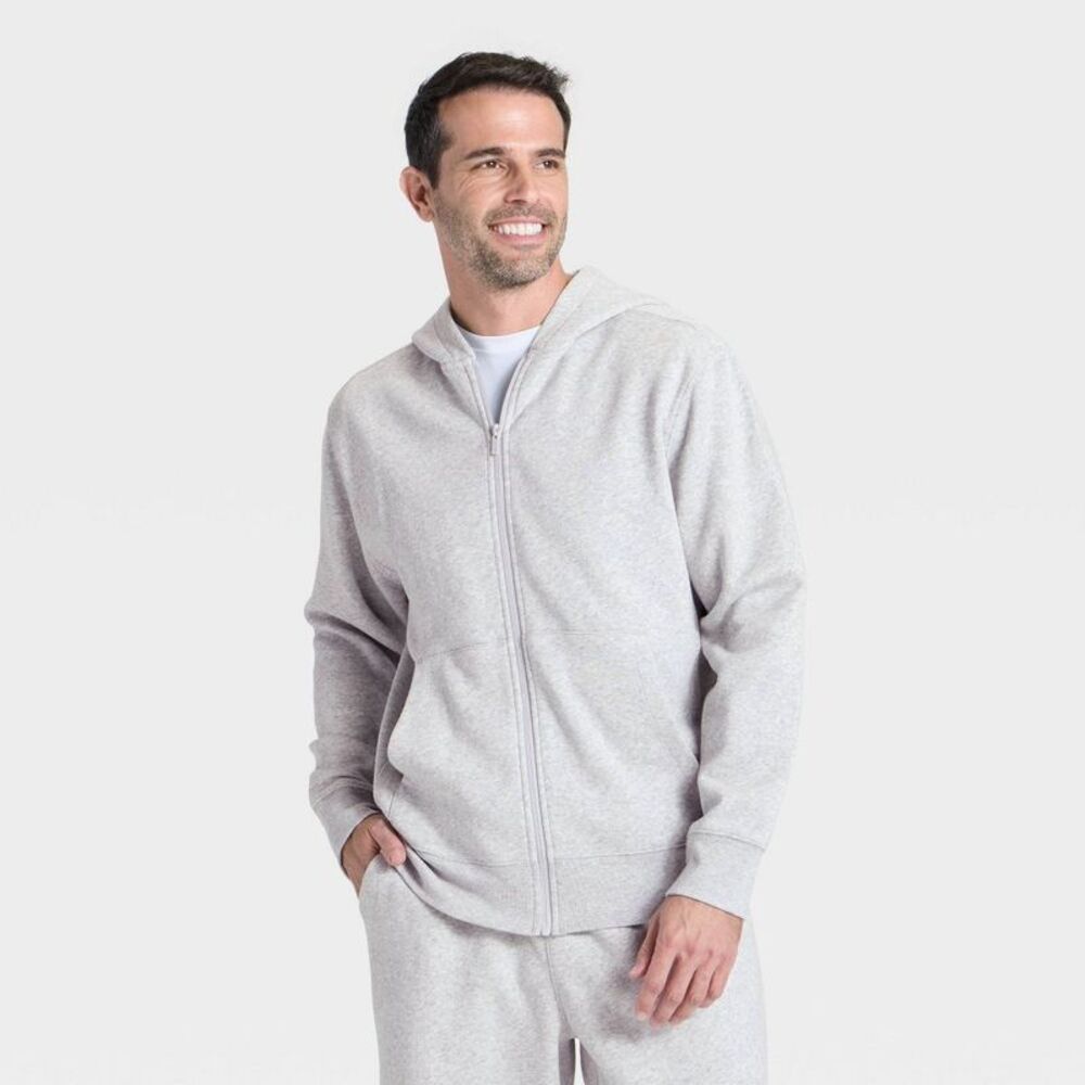 Men's Active Comfort Fleece Full-Zip Sweatshirt - All In Motion Heather Gray L
